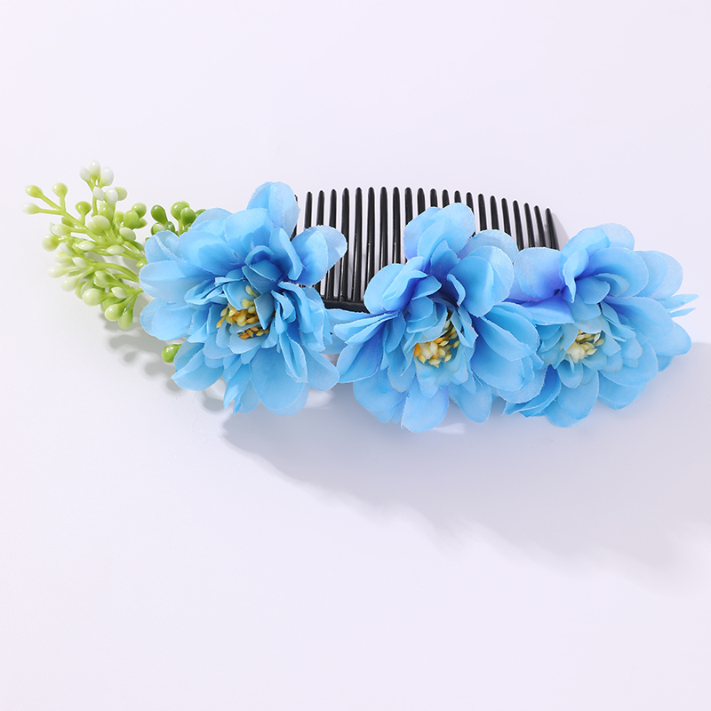 Women's IG Style Pastoral Flower Plastic Cloth Insert Comb display picture 29
