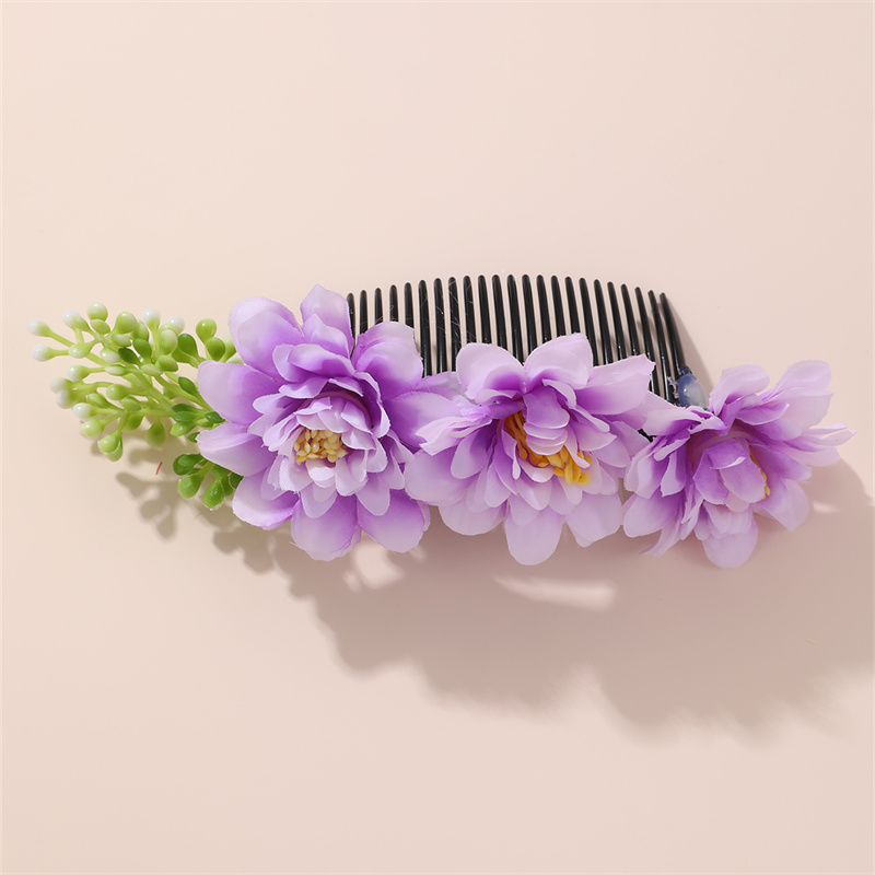 Women's IG Style Pastoral Flower Plastic Cloth Insert Comb display picture 33