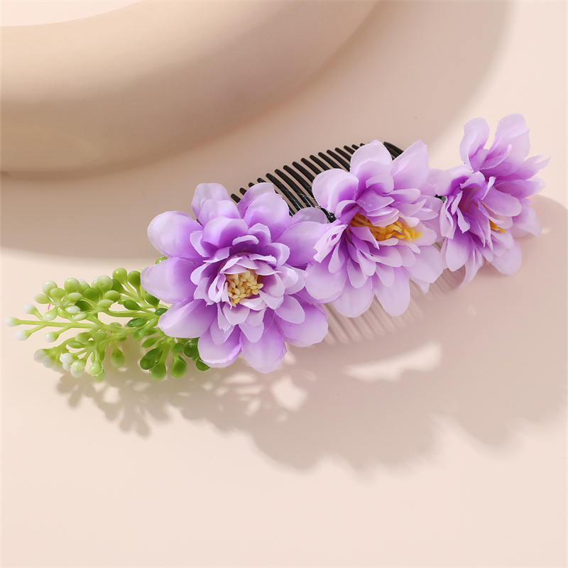 Women's IG Style Pastoral Flower Plastic Cloth Insert Comb display picture 35