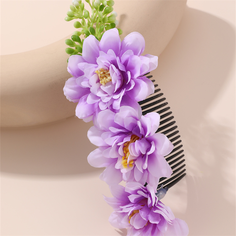 Women's IG Style Pastoral Flower Plastic Cloth Insert Comb display picture 34