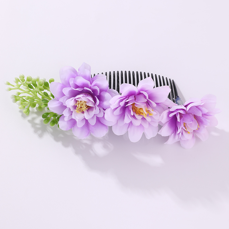 Women's IG Style Pastoral Flower Plastic Cloth Insert Comb display picture 36