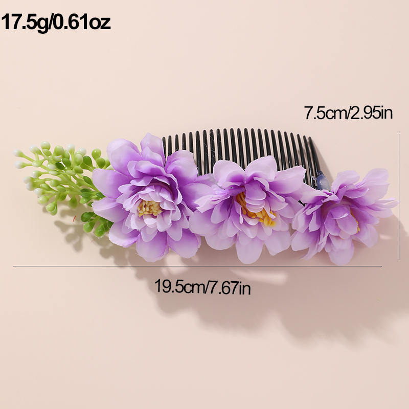 Women's IG Style Pastoral Flower Plastic Cloth Insert Comb display picture 37