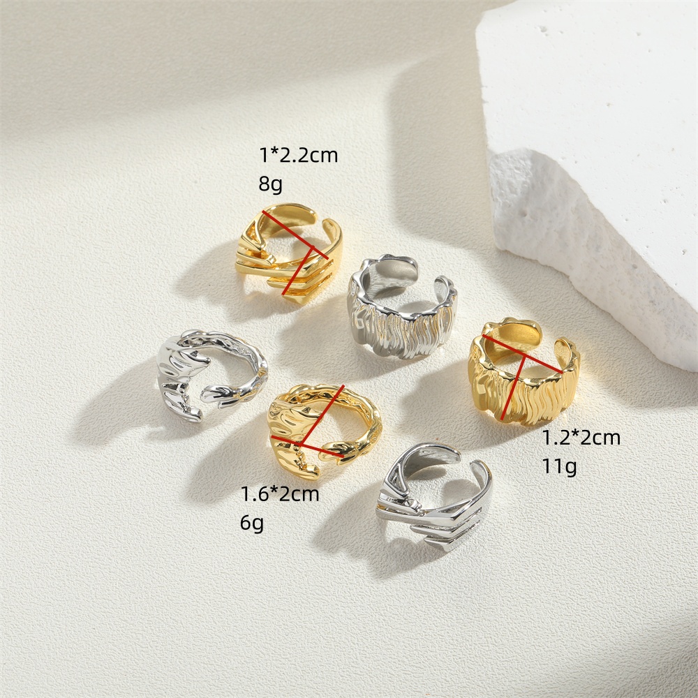 Wholesale Simple Style Irregular Solid Color Copper 14K Gold Plated Copper Open Rings display picture 12