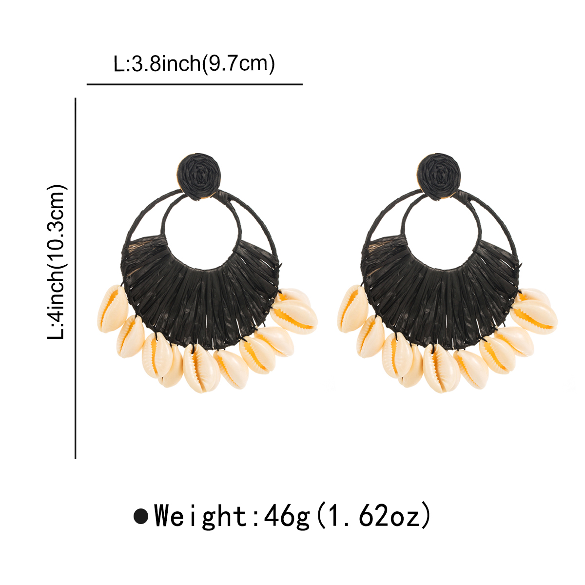 1 Pair Ethnic Style Beach Color Block Braid Raffia Shell Drop Earrings display picture 1