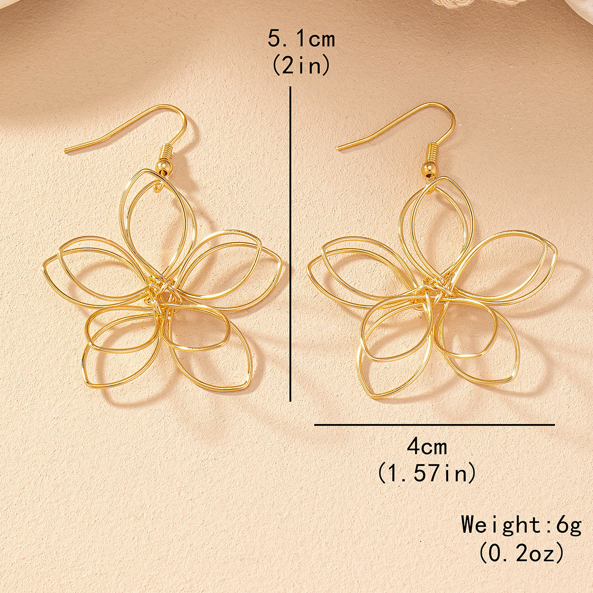 1 Pair IG Style Elegant Lady Flower Iron Drop Earrings display picture 3