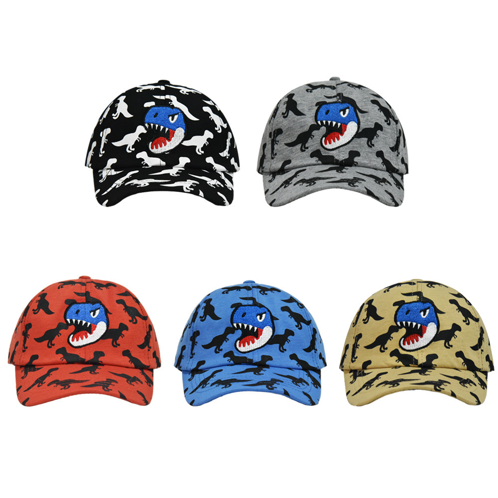 Boy'S Hip-Hop Rock Dinosaur Embroidery Curved Eaves Baseball Cap display picture 1
