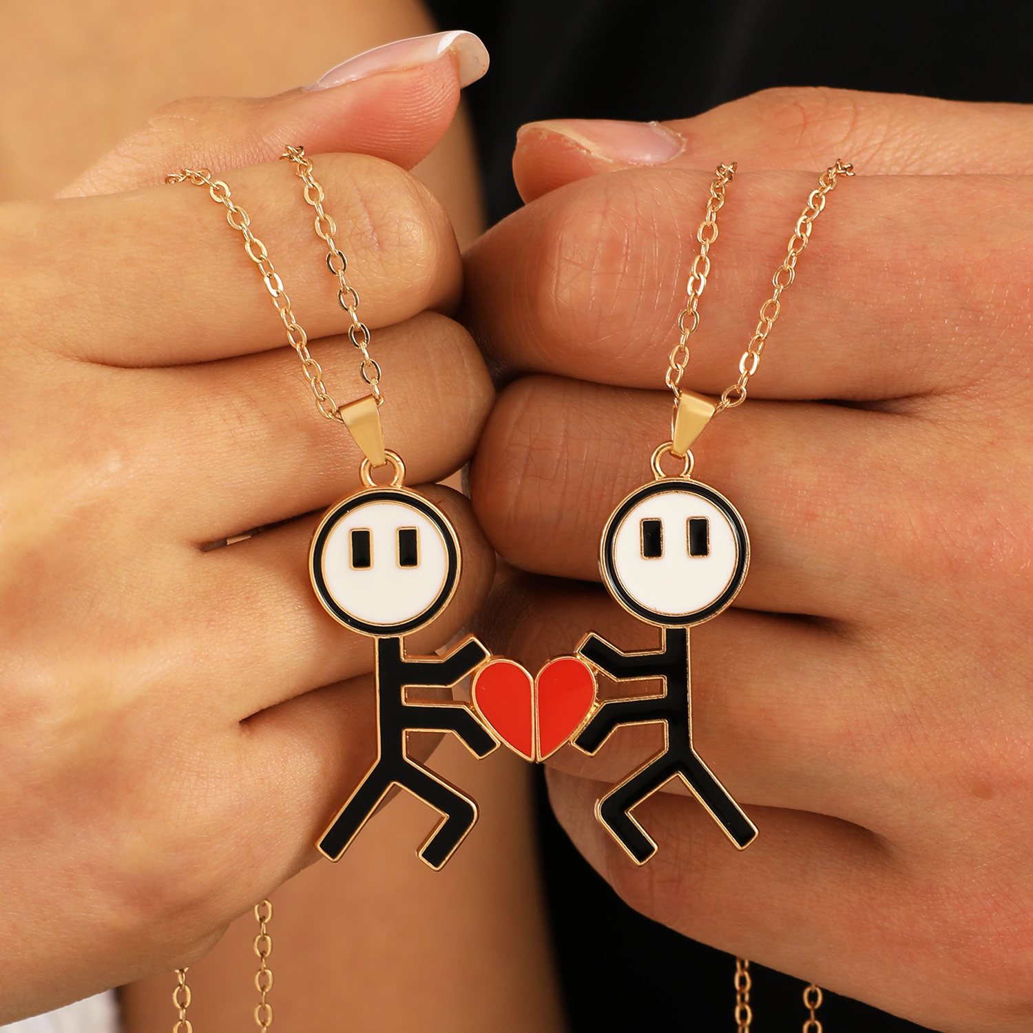 Casual Simple Style Heart Shape Zinc Alloy Couple Pendant Necklace display picture 7