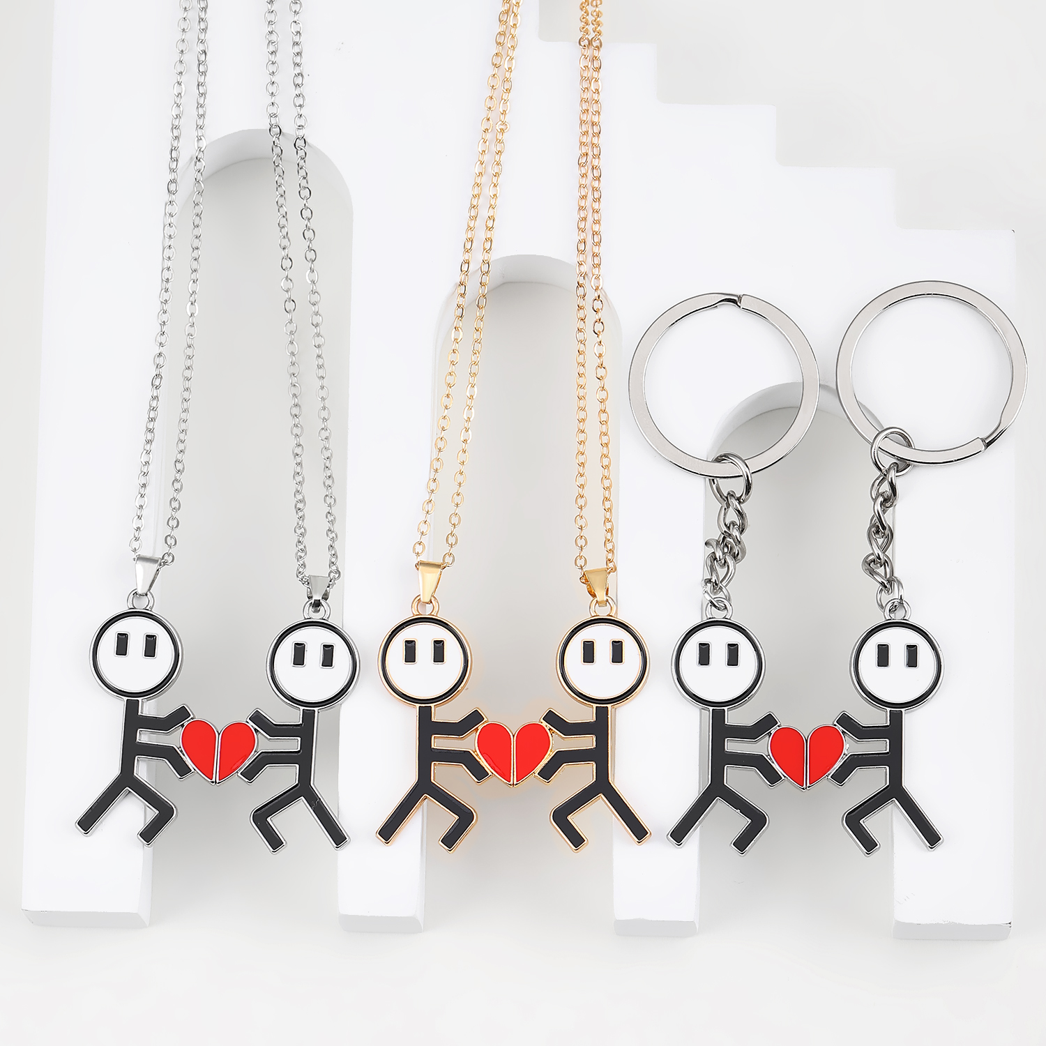 Lässig Einfacher Stil Herzform Zinklegierung Paar Halskette Mit Anhänger display picture 2