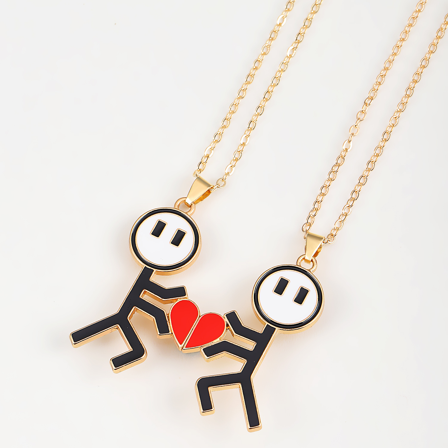 Casual Simple Style Heart Shape Zinc Alloy Couple Pendant Necklace display picture 8