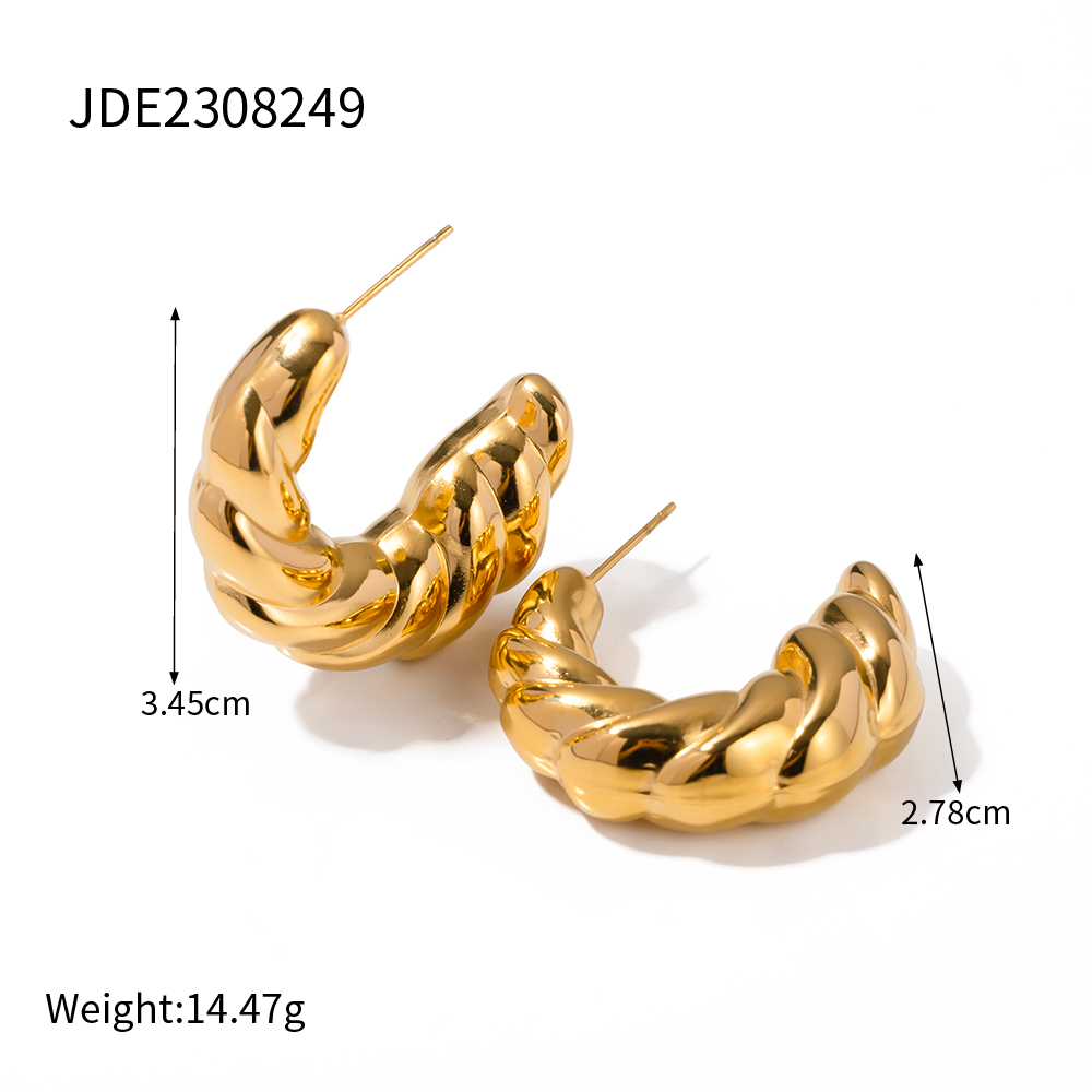 1 Pair Simple Style Classic Style Twist Plating 304 Stainless Steel 18K Gold Plated Ear Studs display picture 1