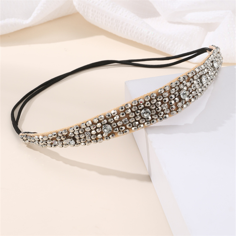 Women's Simple Style Classic Style Solid Color Artificial Pearl Cloth Rhinestone Elastic Band Hair Band display picture 2