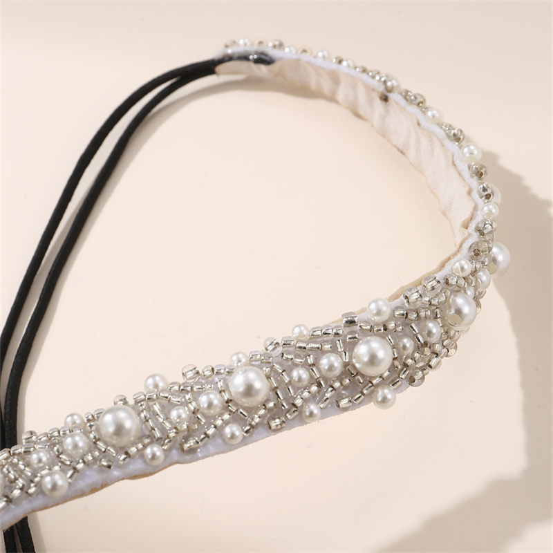 Women's Simple Style Classic Style Solid Color Artificial Pearl Cloth Rhinestone Elastic Band Hair Band display picture 7