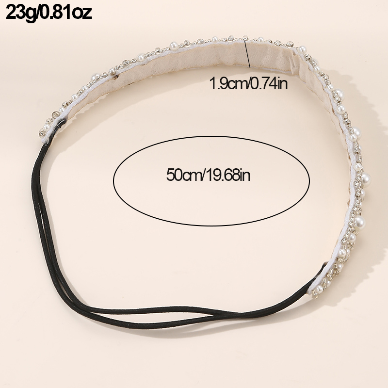 Women's Simple Style Classic Style Solid Color Artificial Pearl Cloth Rhinestone Elastic Band Hair Band display picture 9