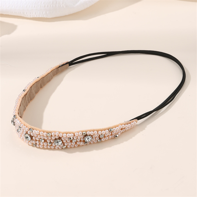 Women's Simple Style Classic Style Solid Color Artificial Pearl Cloth Rhinestone Elastic Band Hair Band display picture 12