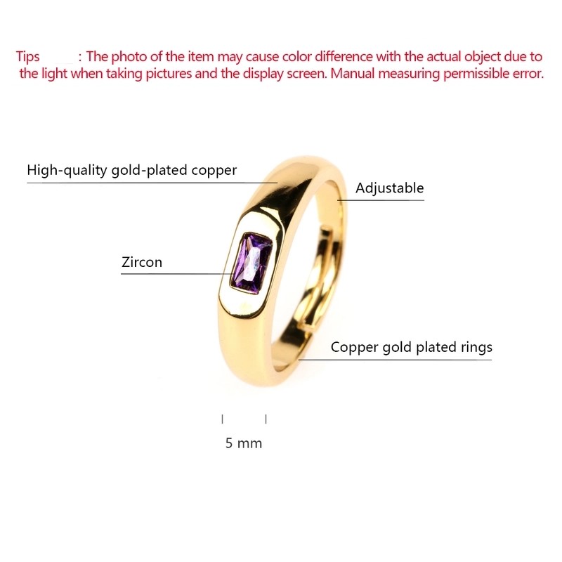 Wholesale IG Style Classic Style Commute Square Copper Inlay 18K Gold Plated Zircon Open Rings display picture 10