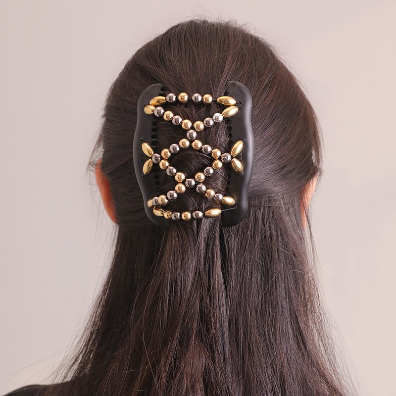 Women's Classic Style Color Block Artificial Pearl Plastic Criss Cross Hair Combs display picture 2
