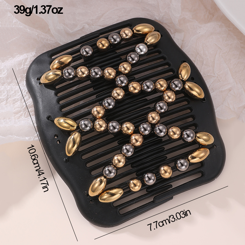 Women's Classic Style Color Block Artificial Pearl Plastic Criss Cross Hair Combs display picture 3