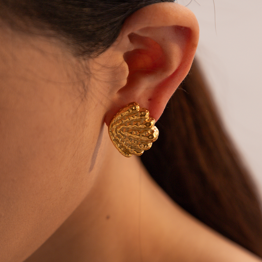 1 Pair Simple Style Classic Style Shell Plating 316 Stainless Steel  18K Gold Plated Ear Studs display picture 10