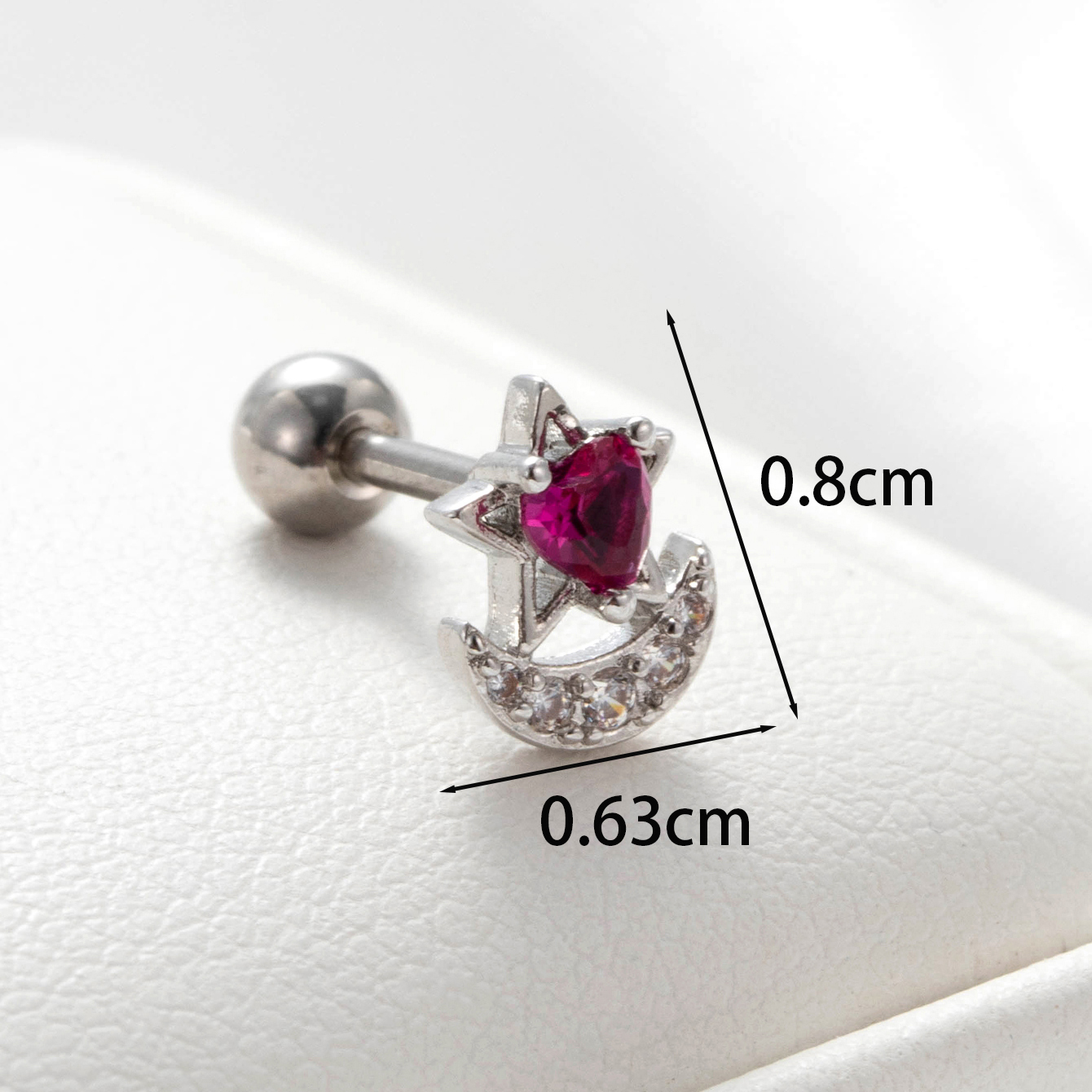 1 Piece Casual Simple Style Star Moon Inlay Copper Zircon Ear Studs display picture 1