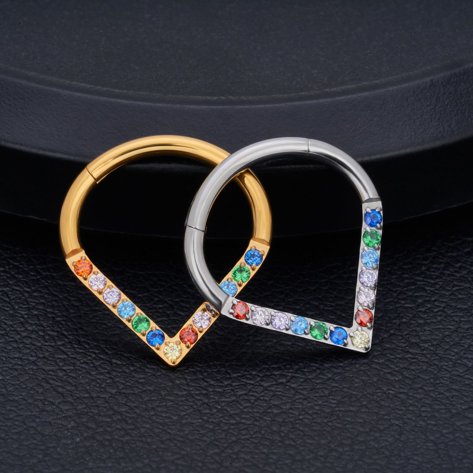 1 Piece Nose Rings & Studs Simple Style Classic Style Solid Color Titanium Alloy Plating Inlay Zircon 18K Gold Plated Nose Rings & Studs display picture 2