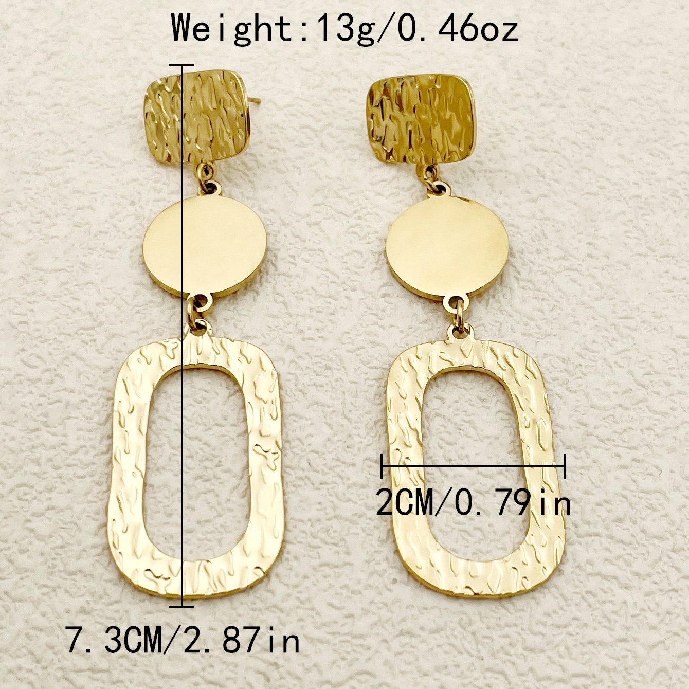 1 Pair Vacation Classic Style Hexagon Quadrilateral Round Plating 304 Stainless Steel 14K Gold Plated Drop Earrings display picture 8