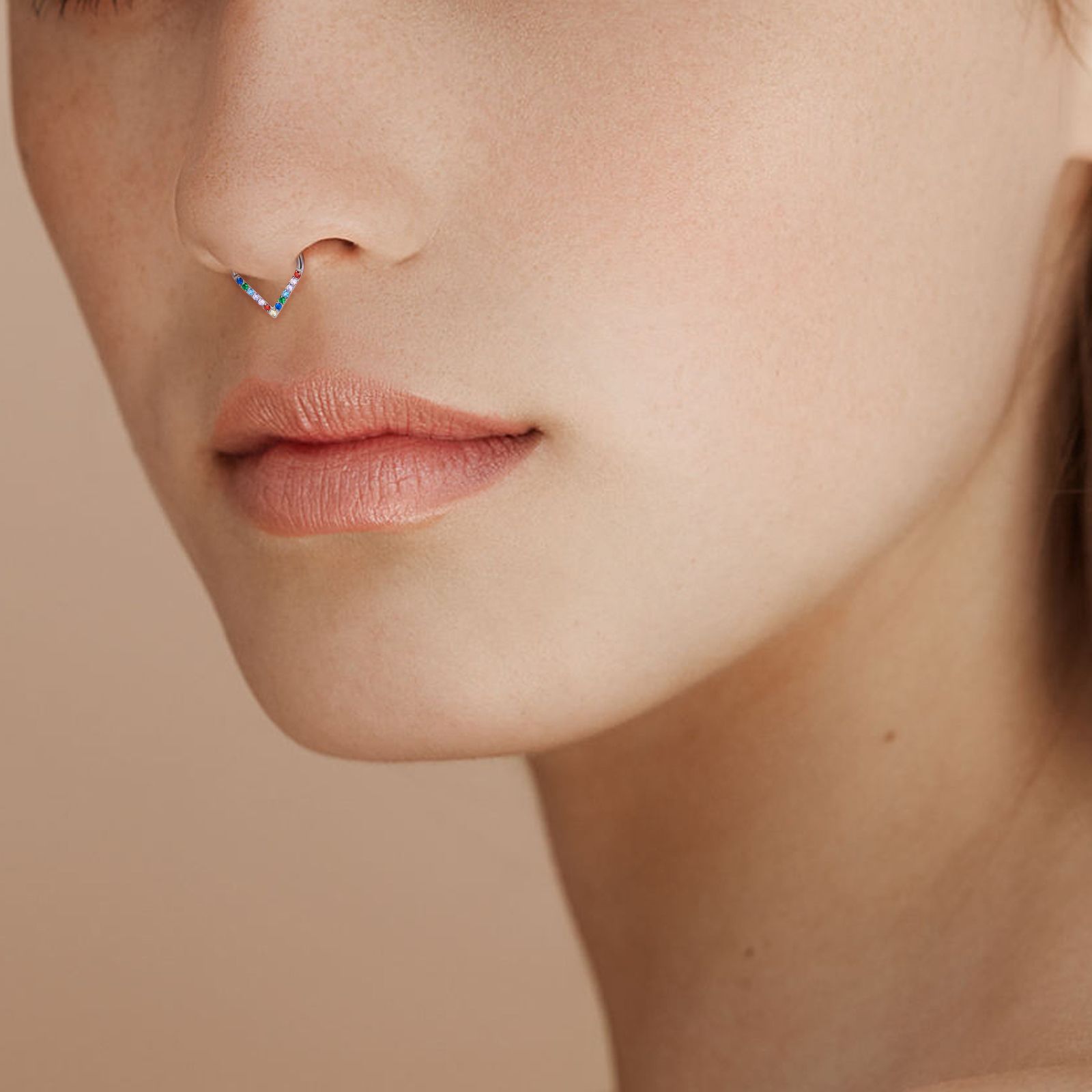 1 Piece Nose Rings & Studs Simple Style Classic Style Solid Color Titanium Alloy Plating Inlay Zircon 18K Gold Plated Nose Rings & Studs display picture 4