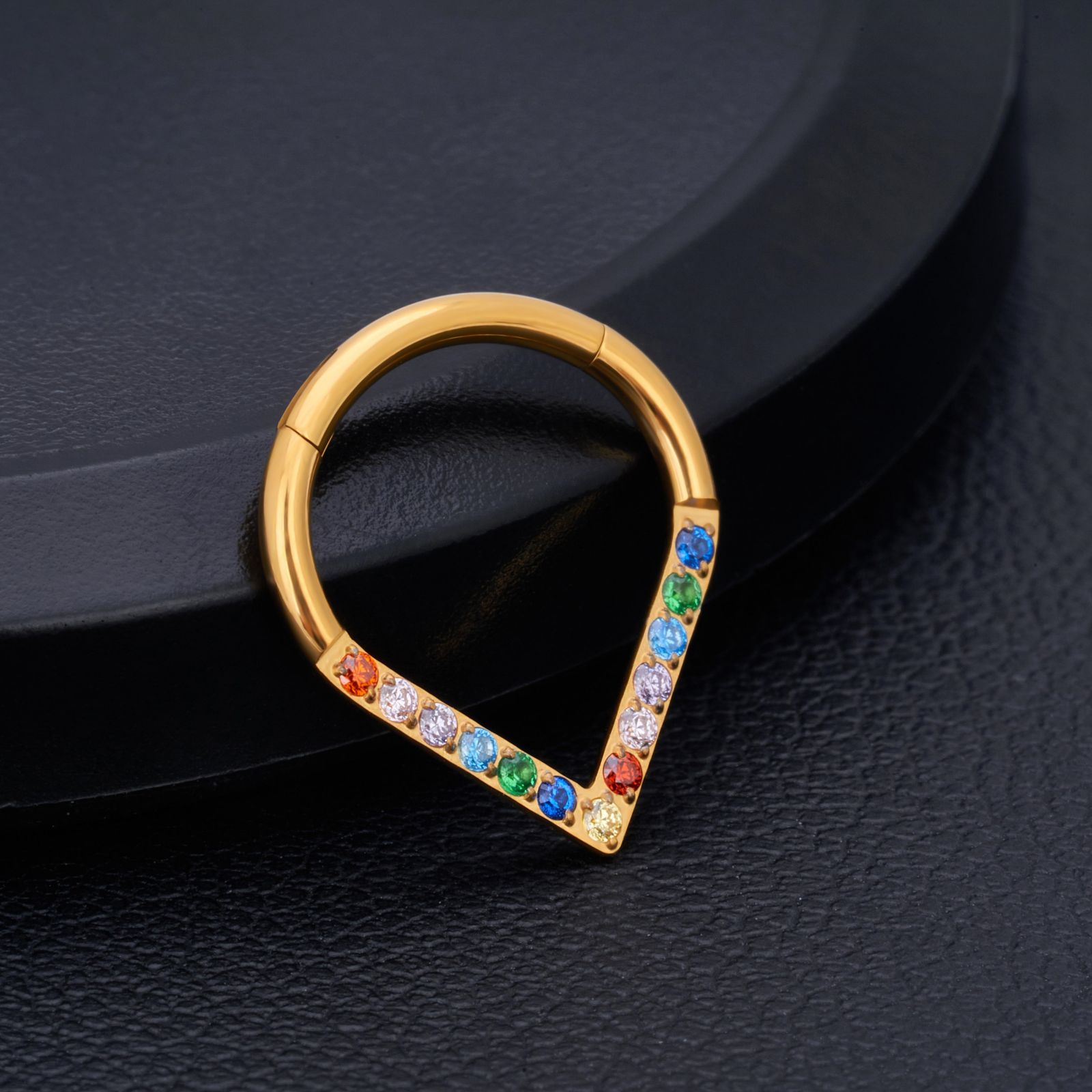 1 Piece Nose Rings & Studs Simple Style Classic Style Solid Color Titanium Alloy Plating Inlay Zircon 18K Gold Plated Nose Rings & Studs display picture 6