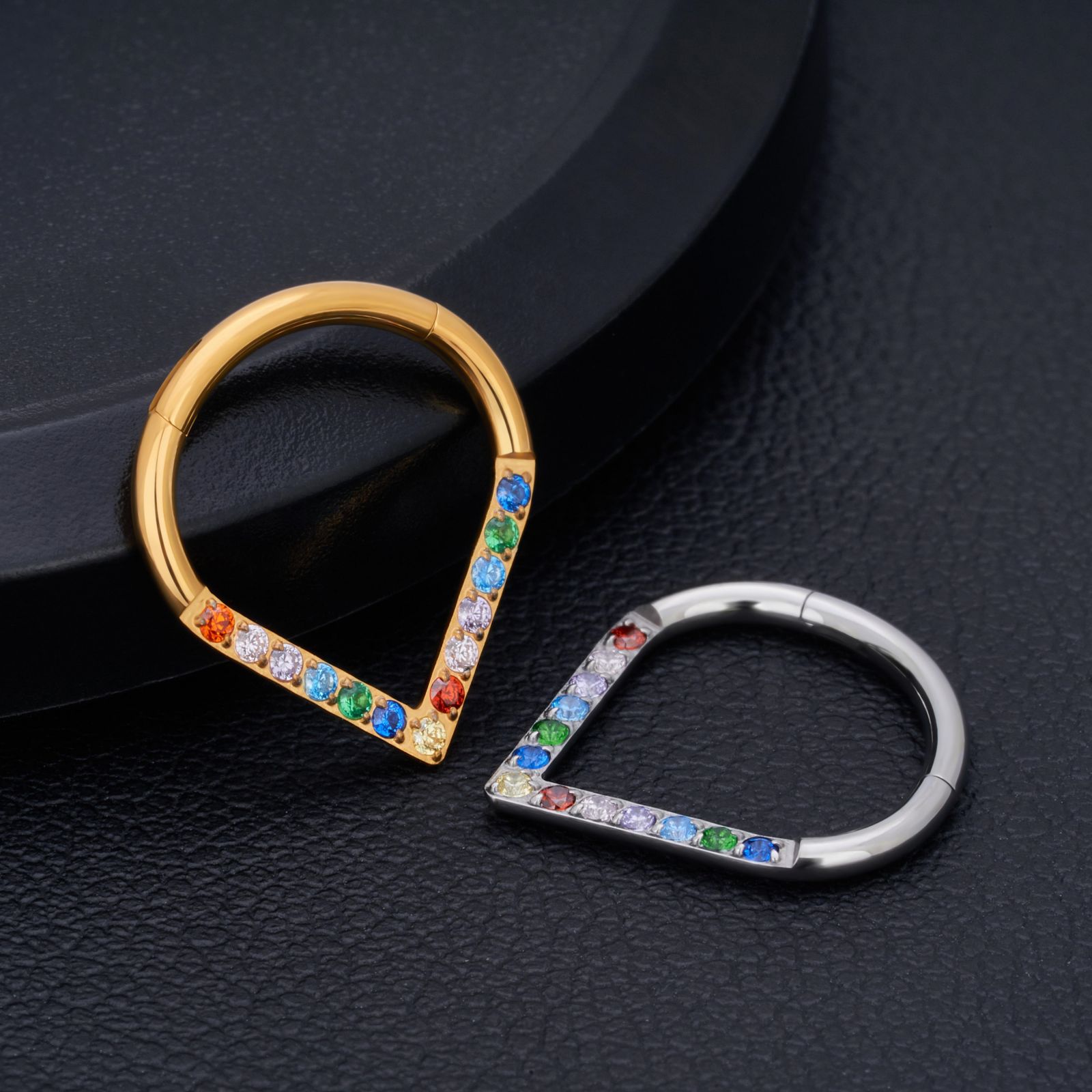 1 Piece Nose Rings & Studs Simple Style Classic Style Solid Color Titanium Alloy Plating Inlay Zircon 18K Gold Plated Nose Rings & Studs display picture 5