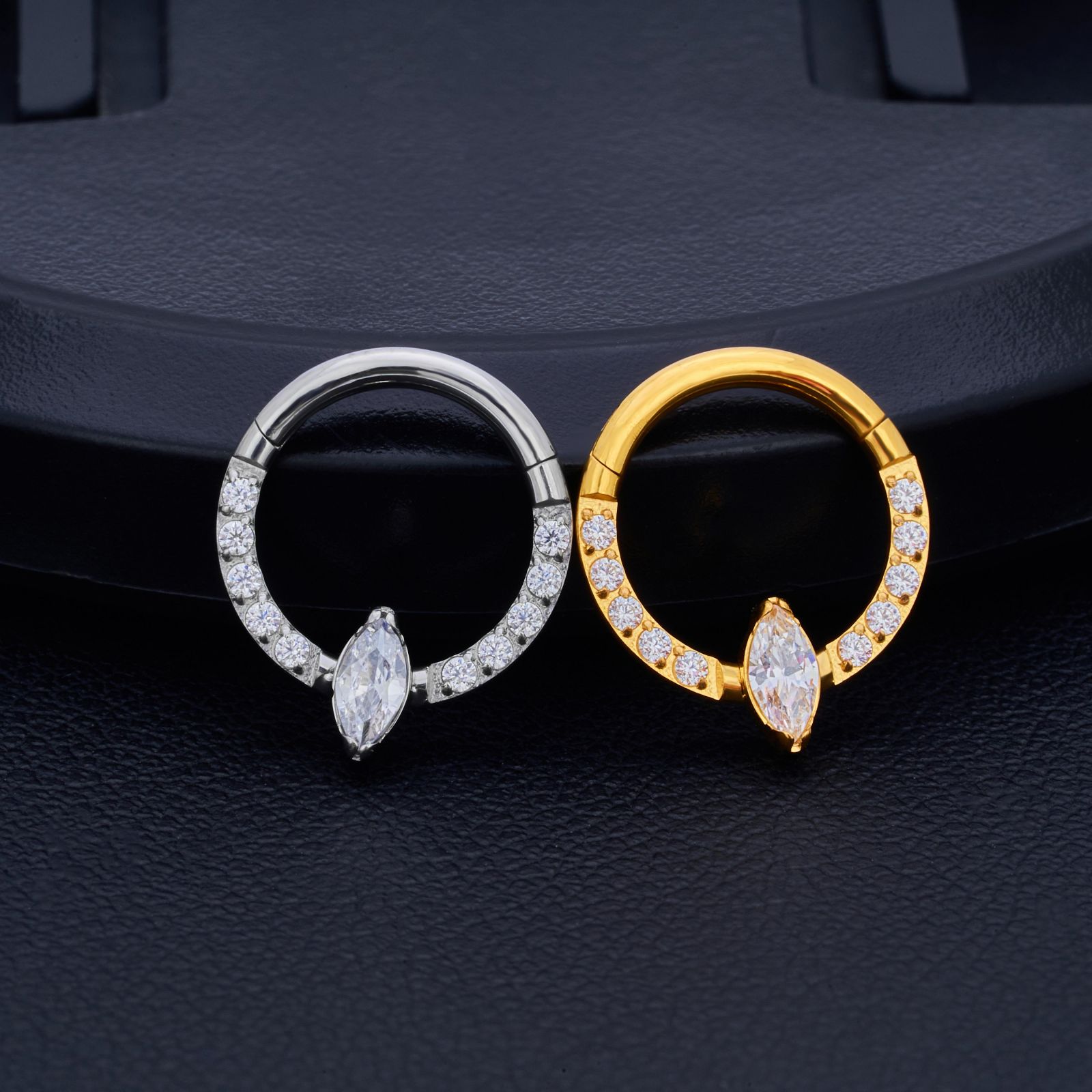 1 Piece Nose Rings & Studs Simple Style Classic Style Color Block Titanium Alloy Plating Inlay Zircon 18K Gold Plated Nose Rings & Studs display picture 2