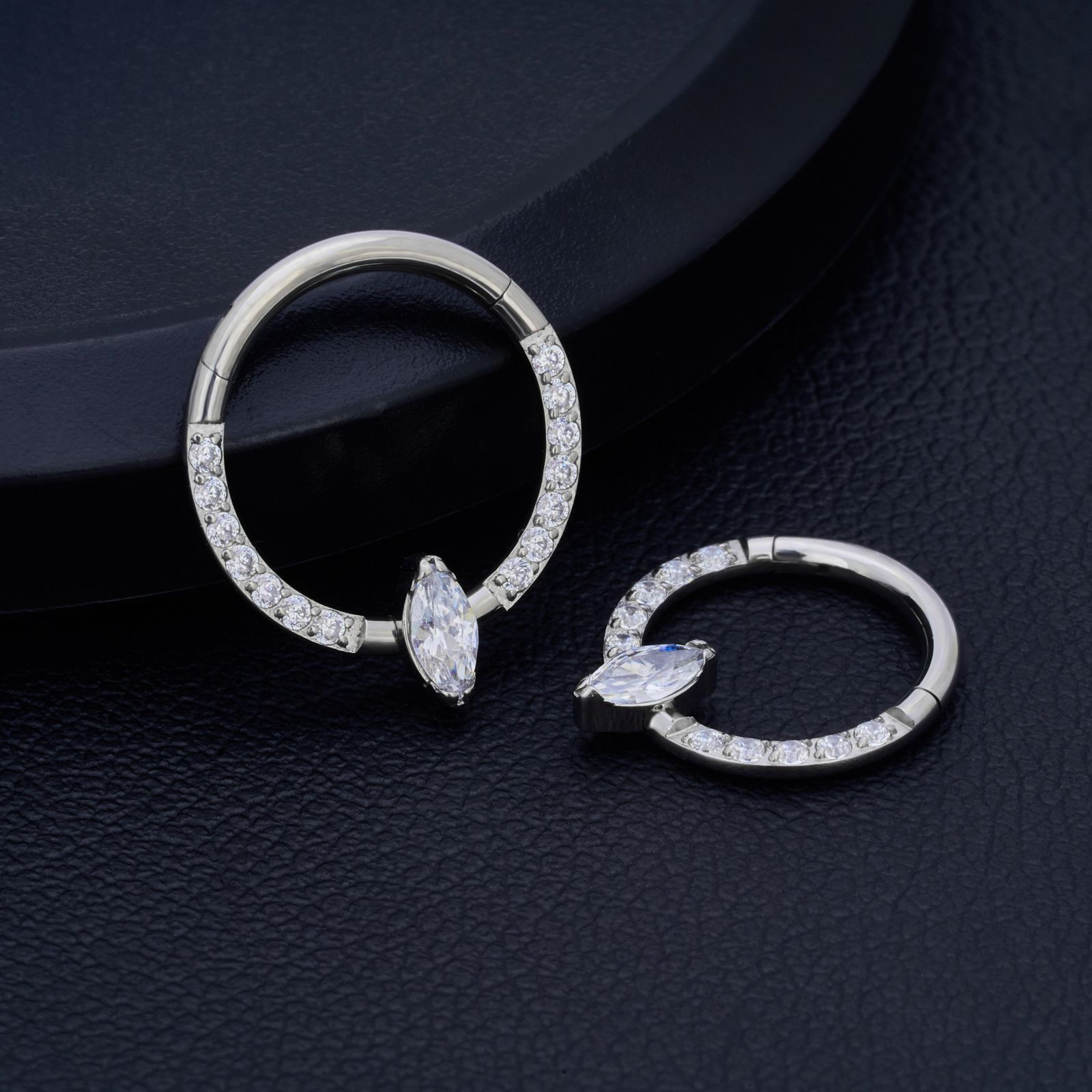 1 Piece Nose Rings & Studs Simple Style Classic Style Color Block Titanium Alloy Plating Inlay Zircon 18K Gold Plated Nose Rings & Studs display picture 7