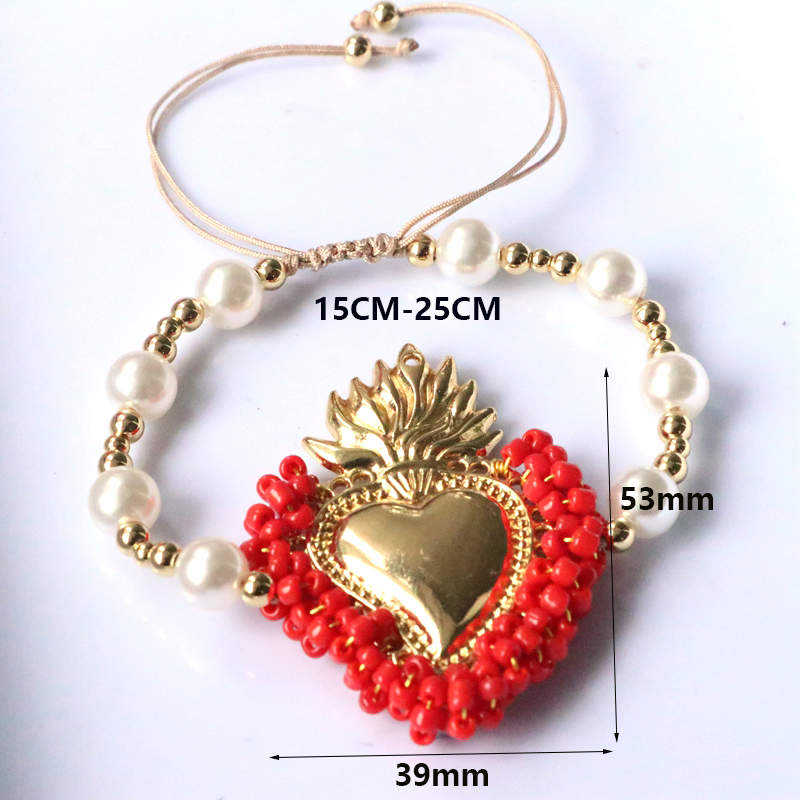 Wholesale Vintage Style Simple Style Heart Shape Copper Beaded Plating 18K Gold Plated Bracelets display picture 2