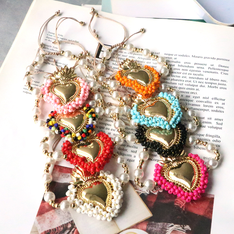 Wholesale Vintage Style Simple Style Heart Shape Copper Beaded Plating 18K Gold Plated Bracelets display picture 8