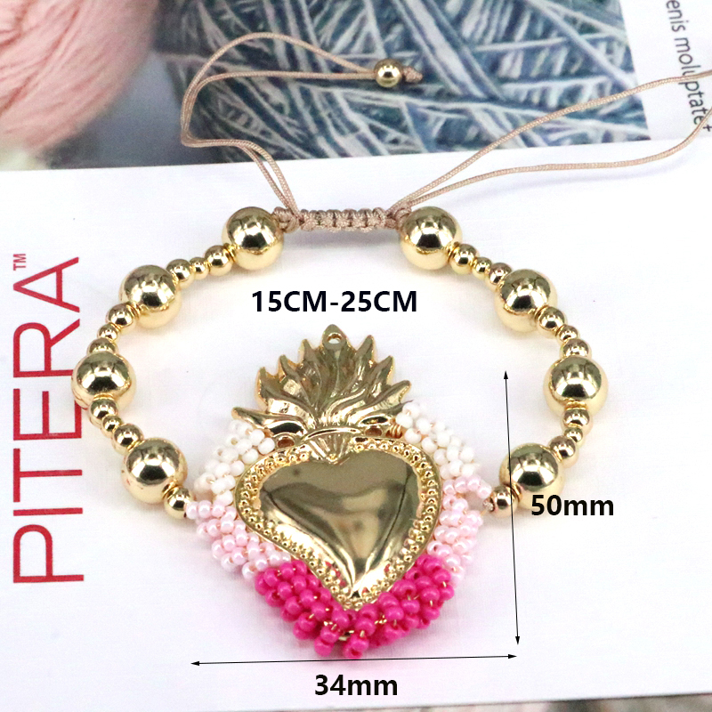 Copper 18K Gold Plated Vintage Style Simple Style Beaded Plating Heart Shape Bracelets display picture 5