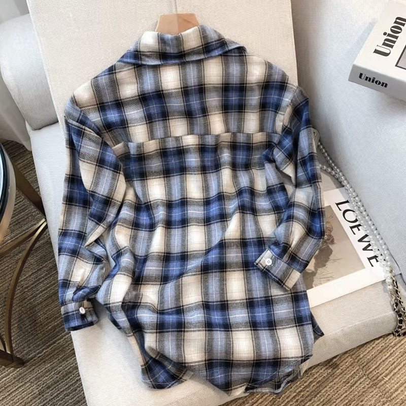 Women's Blouse Long Sleeve Blouses Simple Style Plaid display picture 2
