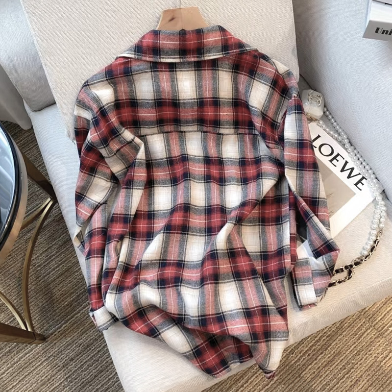 Women's Blouse Long Sleeve Blouses Simple Style Plaid display picture 3