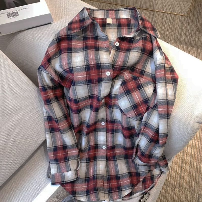 Women's Blouse Long Sleeve Blouses Simple Style Plaid display picture 4