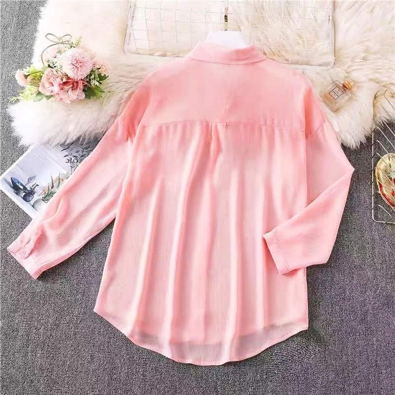 Women's Blouse Long Sleeve Blouses Transparent Simple Style Solid Color display picture 2