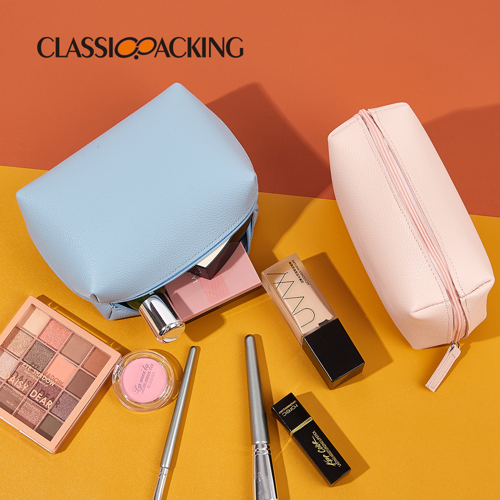 Casual Color Sólido Cuero Sintético Bolsa De Almacenamiento Cosmetiquera display picture 4