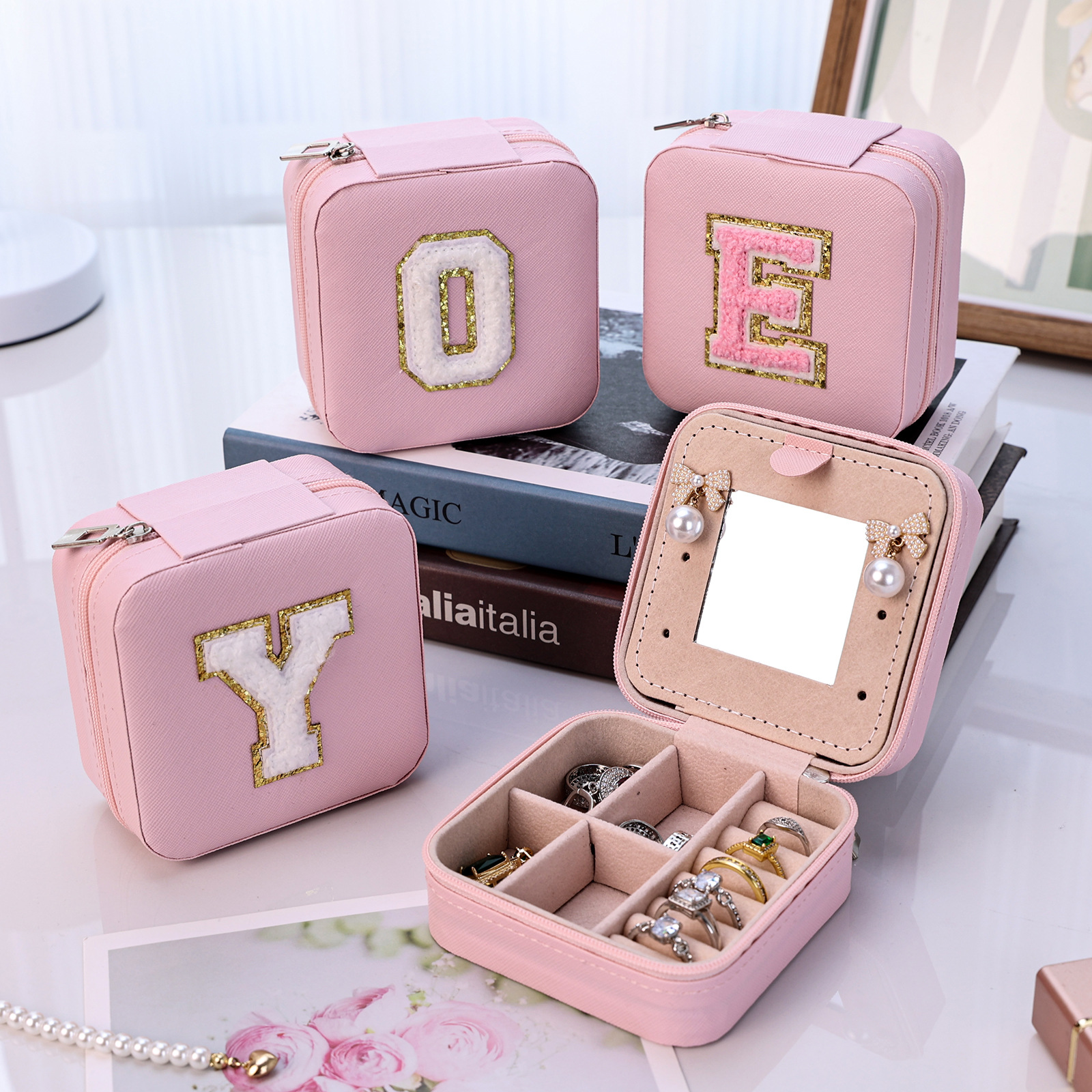 Fashion Letter Composite Material Jewelry Boxes display picture 2