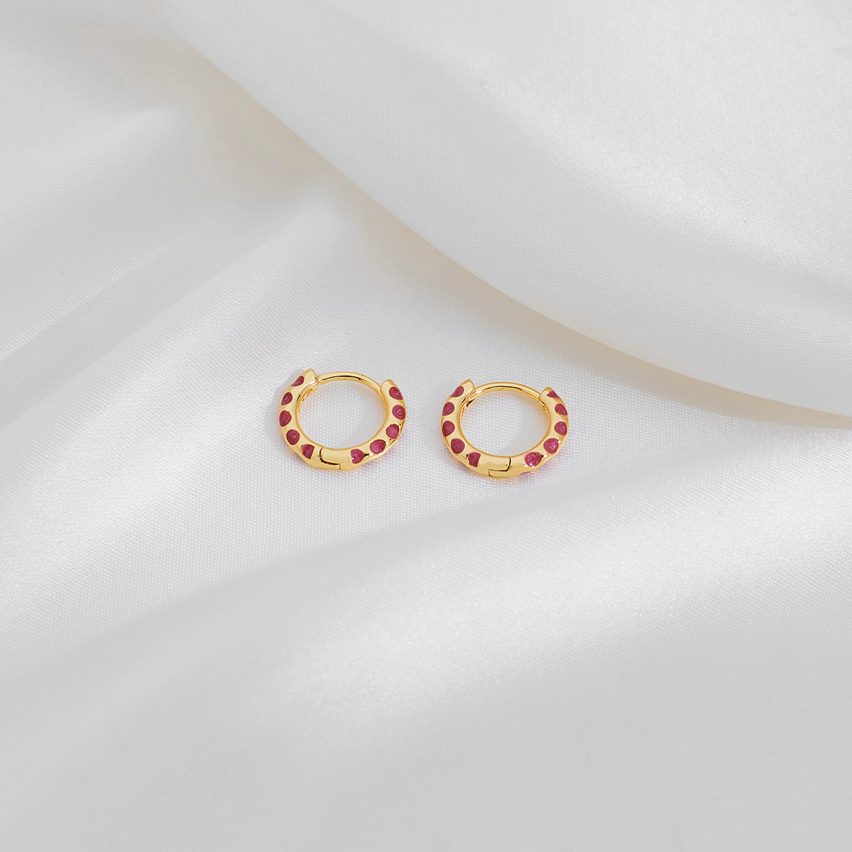 1 Pair Casual Simple Style Commute Circle Round Painted Enamel Copper Earrings display picture 2