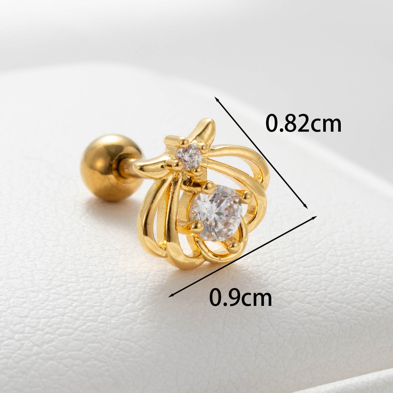 1 Piece Casual Simple Style Shell Inlay Copper Zircon Ear Studs display picture 3