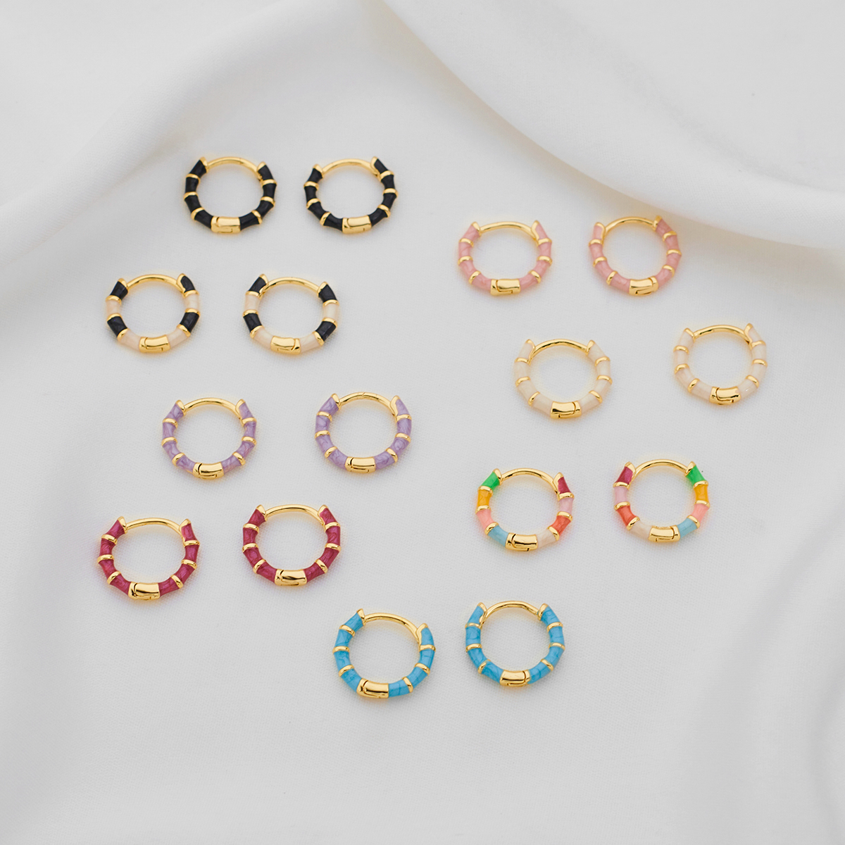 1 Pair Casual Simple Style Commute Circle Round Painted Epoxy Copper Earrings display picture 9