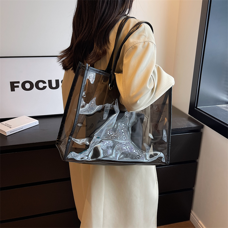 Women's Large PVC Solid Color Basic Classic Style Square Open Jelly Bag display picture 8