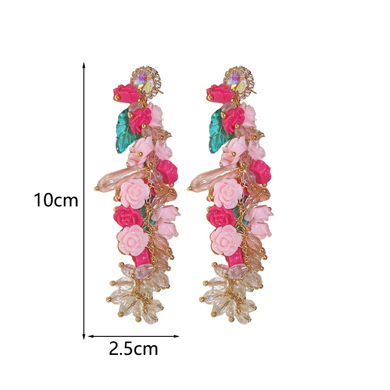 1 Pair Elegant Sweet Flower Patchwork Arylic Drop Earrings display picture 7