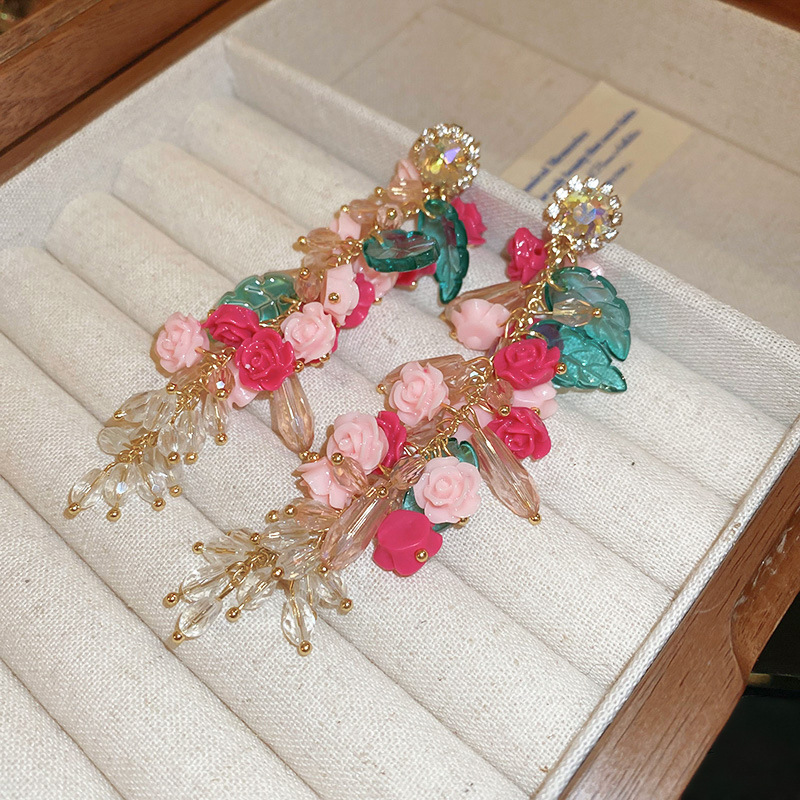 1 Pair Elegant Sweet Flower Patchwork Arylic Drop Earrings display picture 2