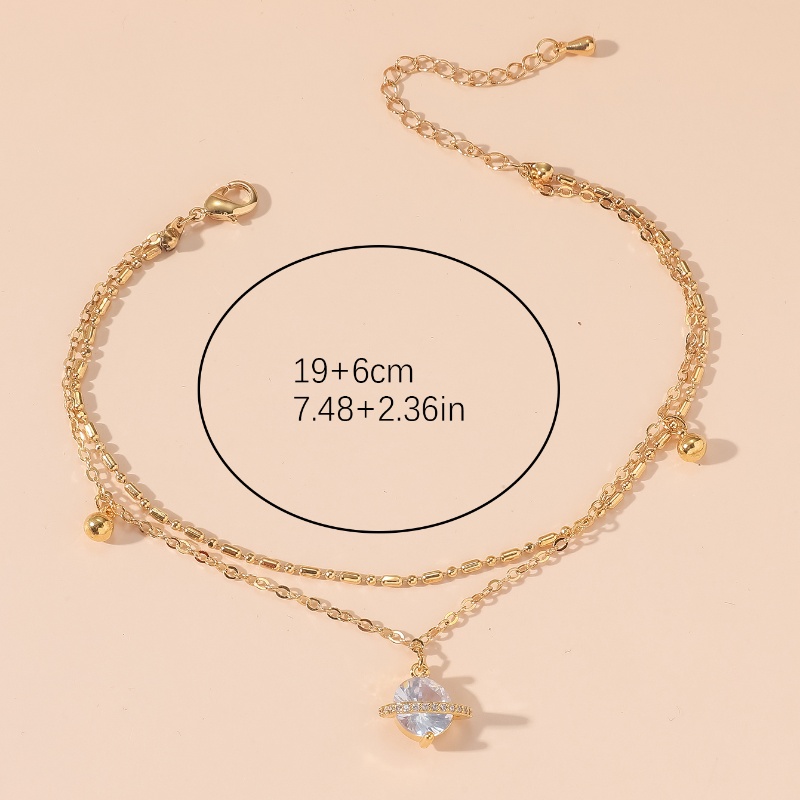 Beach Tropical Geometric 18K Gold Plated Zircon Copper Wholesale Anklet display picture 2