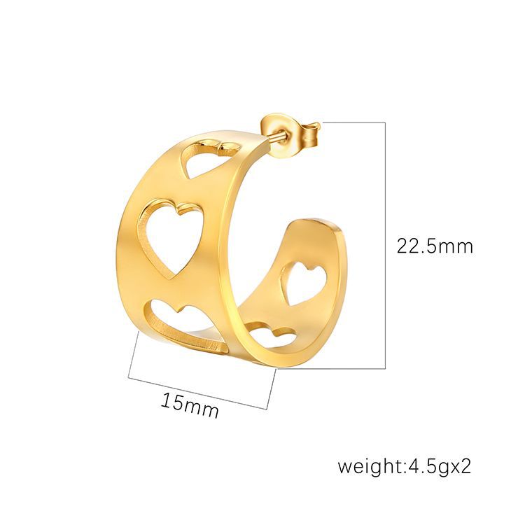 1 Pair Simple Style Classic Style Solid Color Hollow Out 201 Stainless Steel Ear Studs display picture 3