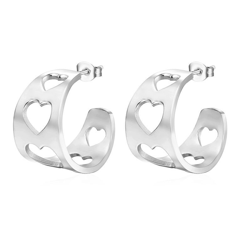 1 Pair Simple Style Classic Style Solid Color Hollow Out 201 Stainless Steel Ear Studs display picture 4