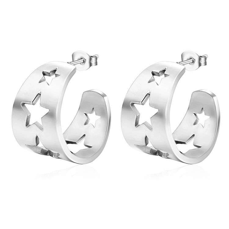 1 Pair Elegant Lady Modern Style C Shape Star Heart Shape Plating Hoop Earrings display picture 5