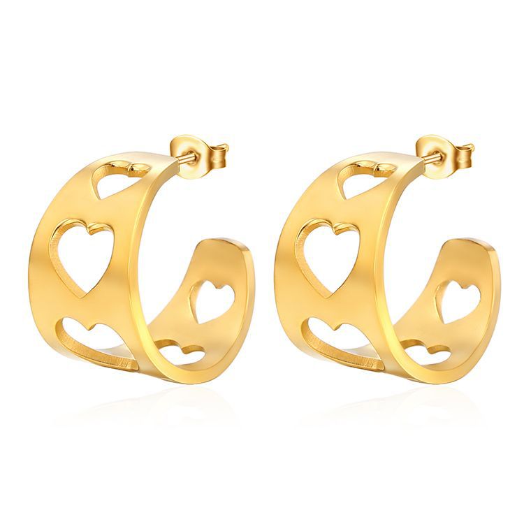 1 Pair Elegant Lady Modern Style C Shape Star Heart Shape Plating Hoop Earrings display picture 6